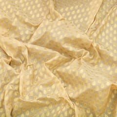 Light Brown Brocade Gold Zari Booti Embrodiery Fabric