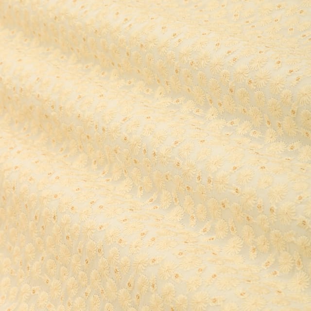 Powder White Geogette Sequin Sippi Threadwork Embroidery Fabric