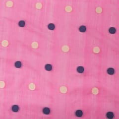Baby Pink Chanderi Booti Embroidery Fabric