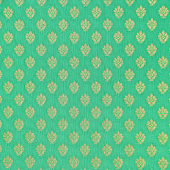 Green Brocade Gold Zari Booti Embroidery Fabric