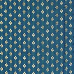 Peacock Blue Brocade Gold Zari Booti Embroidery Fabric