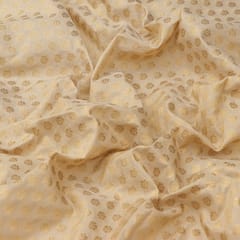Tan Brown Brocade Dim Gold Zari Booti Embroidery Fabric