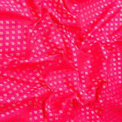 Rani Pink Brocade Dim Gold Zari Booti Embroidery Fabric