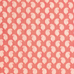 Pink Chanderi Big Paan Jacquard Fabric