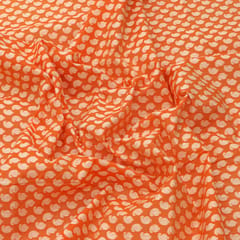Tiger Orange Chanderi Big Paan Jacquard Fabric