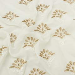 Daffodil White Sequins Embroidery Georgette