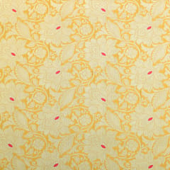 Yellow Brocade Dim Golden Zari Motif Work Embroidery Fabric