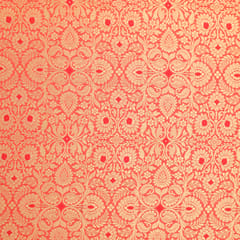 Indian Red Brocade Golden Zari Motif Work Embroidery Fabric
