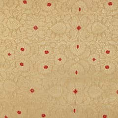 Beige Brocade Dim Golden Zari Motif Work Embroidery Fabric