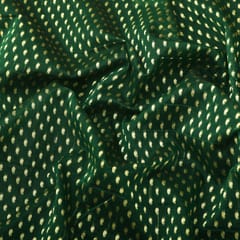 Bottle Green Organza Golden Zari Booti Embroidery Fabric
