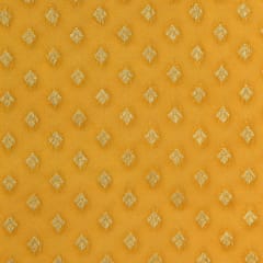 Yellow Organza Golden Zari Booti Embroidery Fabric