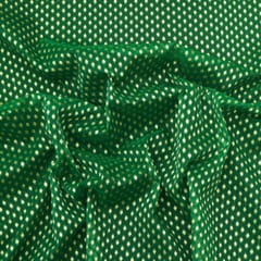 Green Organza Golden Zari Booti Embroidery Fabric