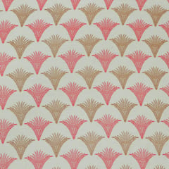 Beige and Pink Motif Print Chanderi Handloom