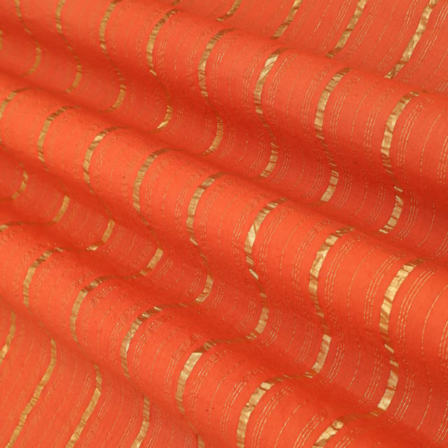 Orange Kora Cotton Lurex Sparkling Stripes Fabric