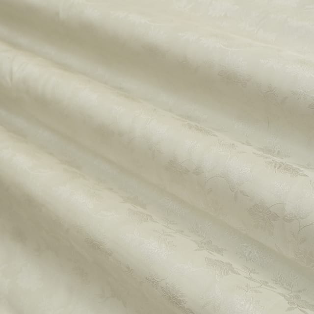 White Tanchui Floral Silver Zari Brocade Fabric