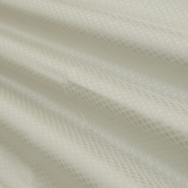 Frost White Tanchui Motif Silver Zari Brocade Fabric