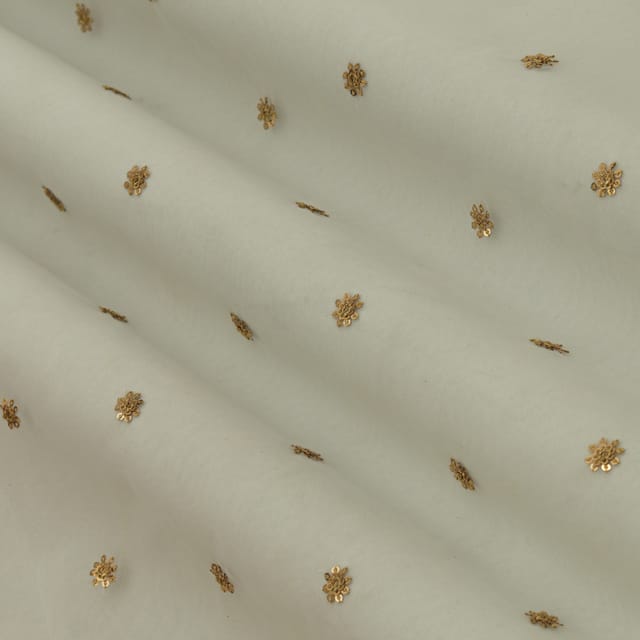 White Net Booti Sequin Embroidery Fabric