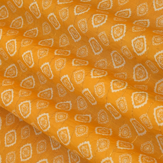 Fire Orange Chanderi Lurex Motif print Fabric