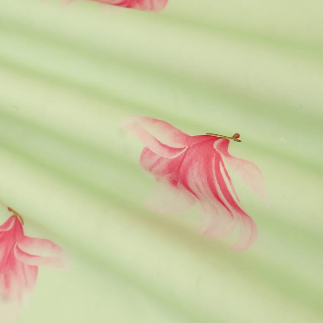 Light Green Organza Floral Print Fabric