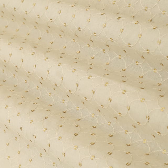 Dijon White Cotton Sequin Embroidery Fabric