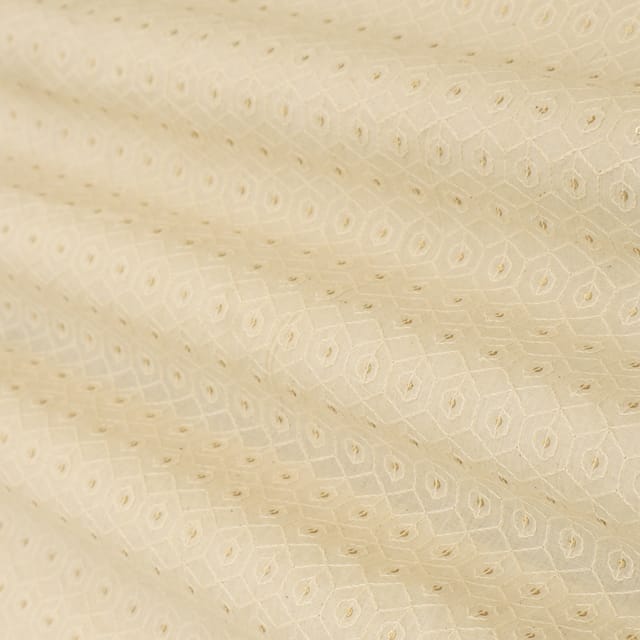 Light Sand Brown Cotton Threadwork Sequin Embroidery Fabric