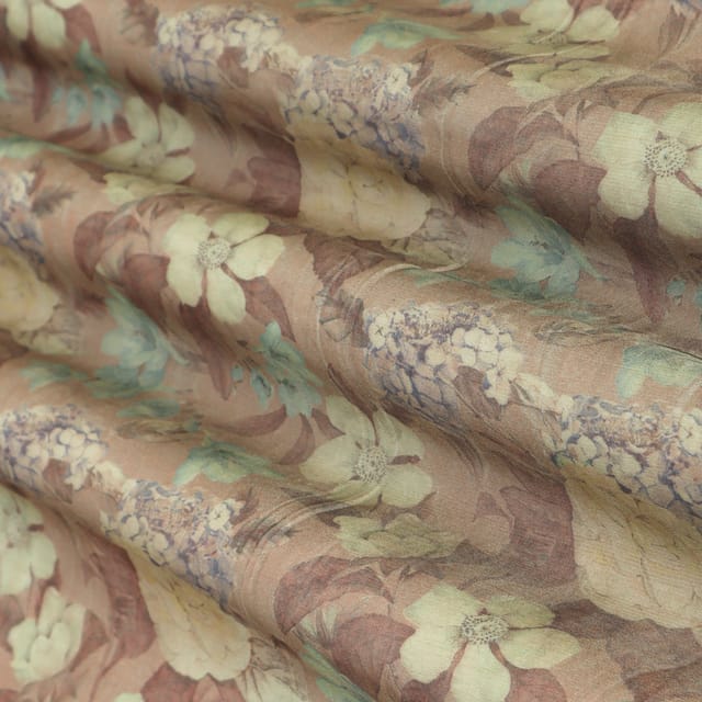 Flint Gray Tissue Floral Print Fabric
