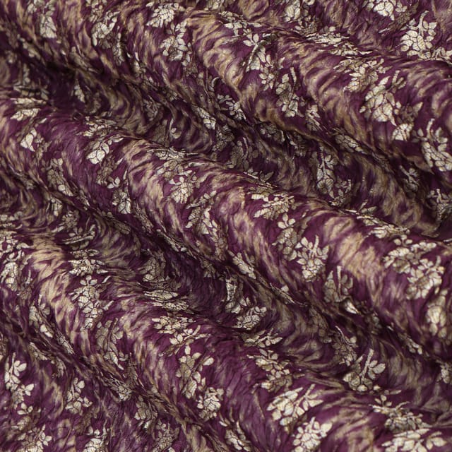 Falsa Purple Bandhani Motif Golden Zari Work Brocade Fabric
