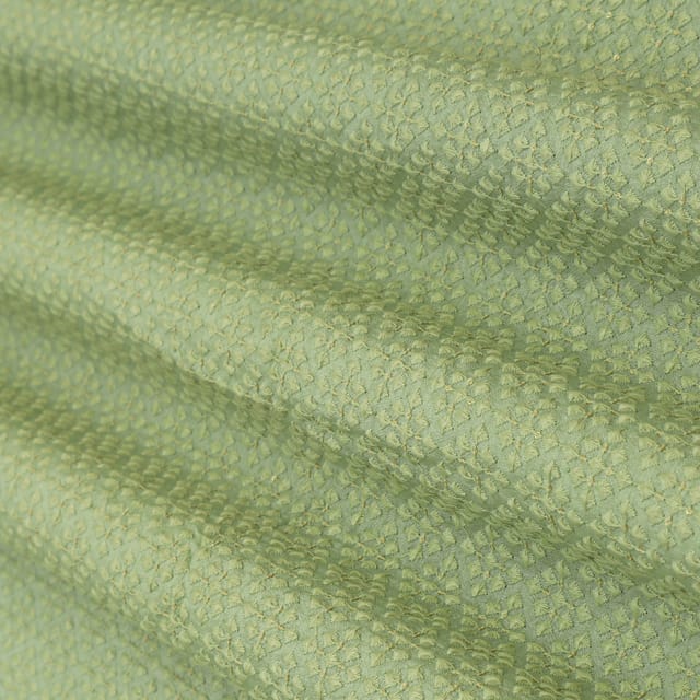 Mint Green Nokia Silk Threadwork Embroidery Fabric