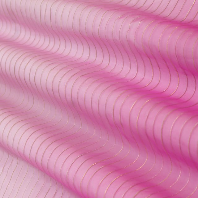Pink Organza Lurex Fabric