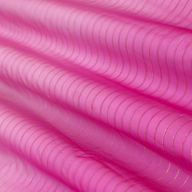 Hot Pink & Red Organza Lurex Fabric