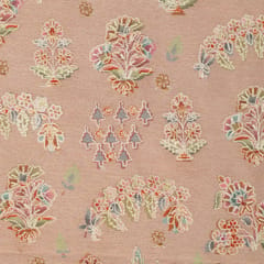 Beige Dupion Position Floral Print Embroidery Fabric