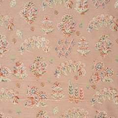 Beige Dupion Position Floral Print Embroidery Fabric