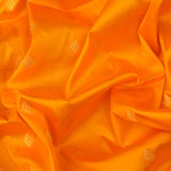 Orange Pure Tanchui Motif Zari Work Embroidery Fabric