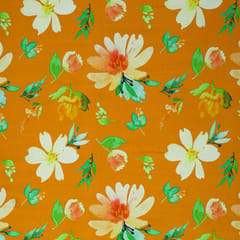 Orange Glace Cotton Floral Print Fabric