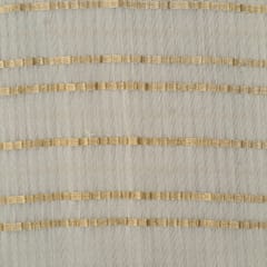 White Chanderi Golden Stripe Jacquard Fabric