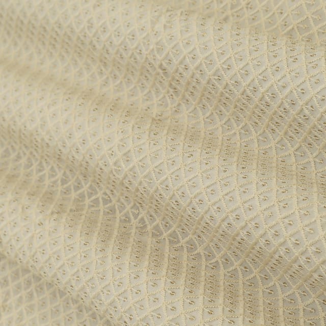 Beige Georgette Threadwork Sequin Embroidery Fabric