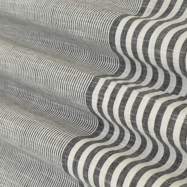 Gray Cotton Stripe Print Fabric
