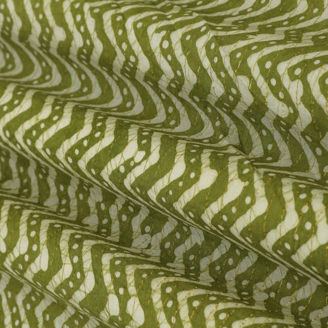 Olive Green Cotton Batik Print Fabric