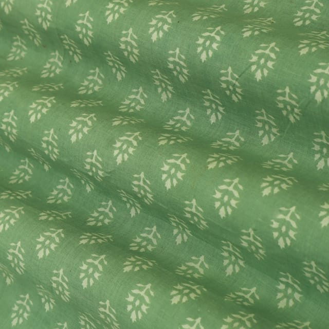 Mint Green Cotton Motif Print Fabric