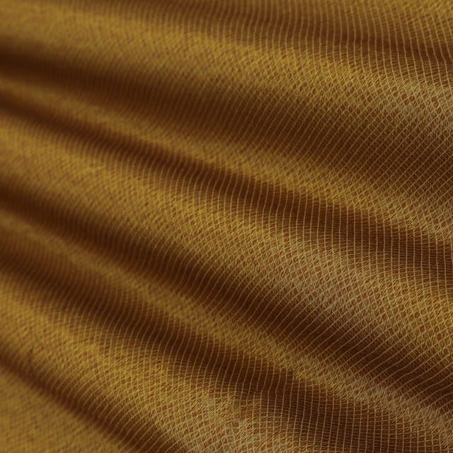 Chocolate Brown Brocade Golden Zari Stripe Work Fabric