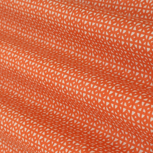 Fire Orange Cotton Scale Pattern Print Fabric