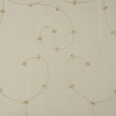 Ivory Organza Floral Beads Embroidery Fabric
