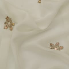 White Georgette Floral Sequin Embroidery Fabric