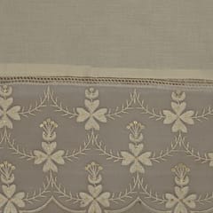 Ivory Kora Cotton Threadwork Floral Embroidery Plazo Fabric
