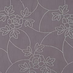 Mauve Chanderi Silk Floral Sequin Embroidery Fabric