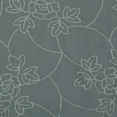 Anchor Gray Chanderi Silk Floral Sequin Embroidery Fabric