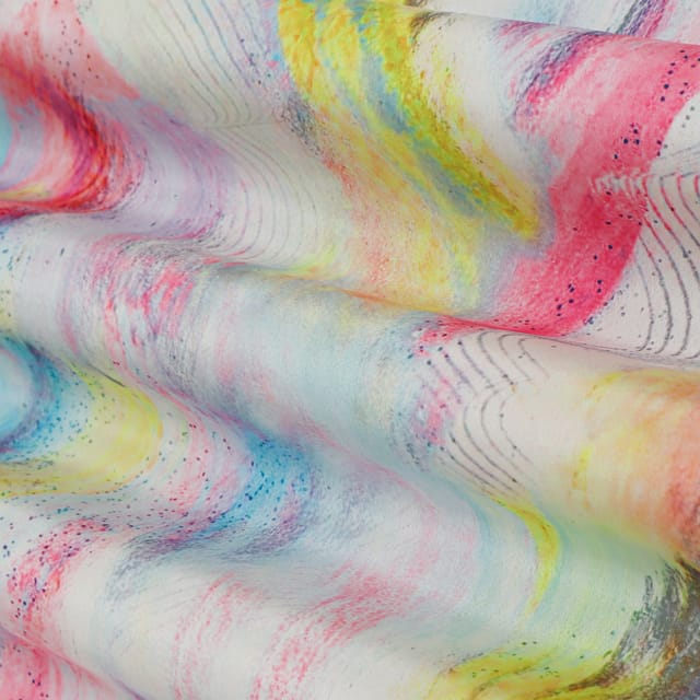 Pastel Multicoloured abstract Print Crepe Fabric