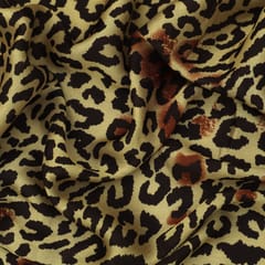 Beige Leopard Print Tabby Silk Fabric