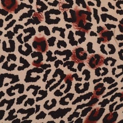 Beige Leopard Print Tabby Silk Fabric