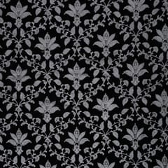 Charcoal Black Embroidery Velvet Fabric